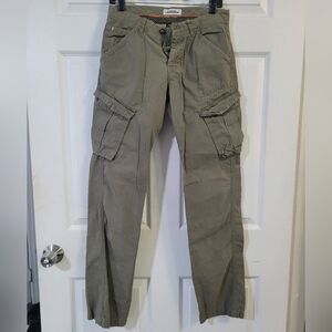 Men Size 30 Lamborghini Fitted Cargo Pants Olive Green